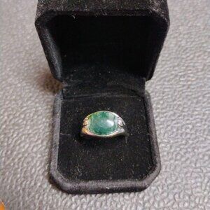 REAL Water Grass Agate Natural Stone Ring Size 8 Stainless Steel Ring